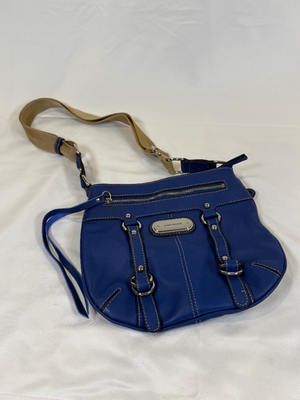 Y2K Franco Sarto cobalt blue leather crossbody bag